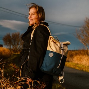 Blafre rullesekk - 7L mørk blå/beige