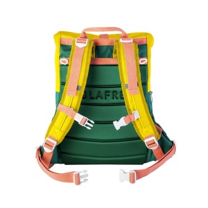 Blafre skole-/tursekk 24L mørk grønn/gul